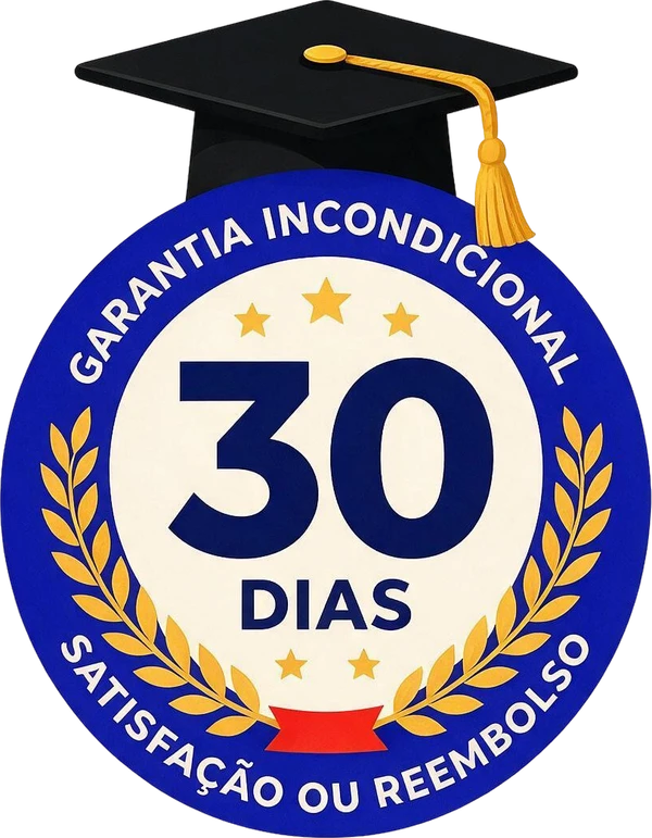 Selo: Garantia incondicional de 30 dias, satisfação ou reembolso